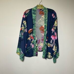 Johnny Was Size Small Rebecca Floral Reversible Kimono Rayon Blend Pockets